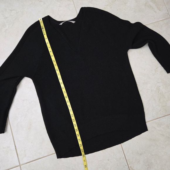 Athleta Hanover Sweater Black V Neck Merino Wool Blend Size Large - Picture 6 of 9
